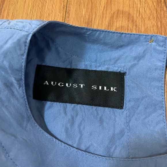 August Silk 100% Silk Blue Short Sleeve Top Blouse - Picture 7 of 13